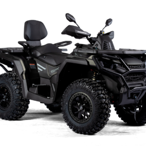 SPORTIVA 1000 DUALE GT ATV in Matt Forest Grün, Frontansicht studio, 14 Zoll Beadlock-Felgen, massiver Frontbumper mit Seilwinde und LED-Scheinwerfer.